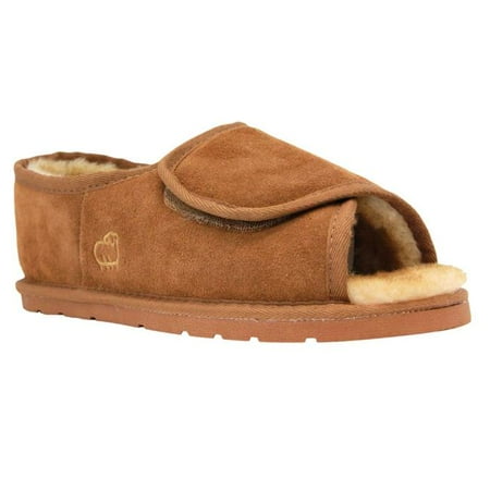 Lamo Sheepskin M1018 CNT M Mens Open Toe Wrap Slipper Chestnut Medium