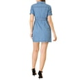 thumbnail image 3 of INSPIRE CHIC Women's Denim Dress Belted Full Placket Jean Dresses S Deep Blue, 3 of 7