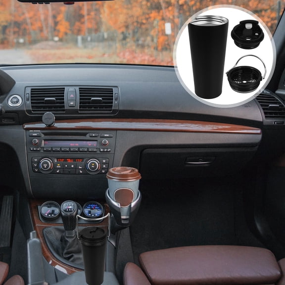 LOLIPPYY Black Stainless Steel Insulated Thermal Car Mug Portable Coffee Cup for Travel and Daily Use