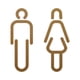 thumbnail image 3 of Letrero de baño para hombre y mujer, letrero de WC, juego de figuras 3D, etiqueta adhesiva de pared antigua, estilo nórdico un dorado, 3 of 9