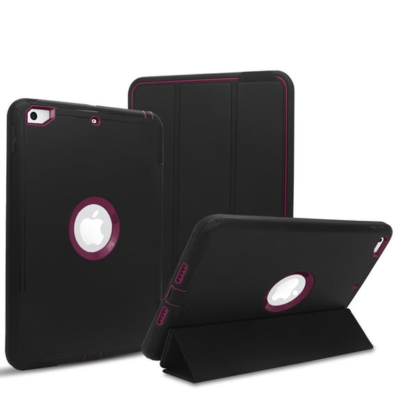 Goldcherry For New iPad 9.7 2017/2018 case Heavy Duty Full Body Rugged Protective Case with Auto Sleep/Wake Up Stand Folio & Three Layer Design for Apple iPad 9.7 inch 2017/2018(Pink)