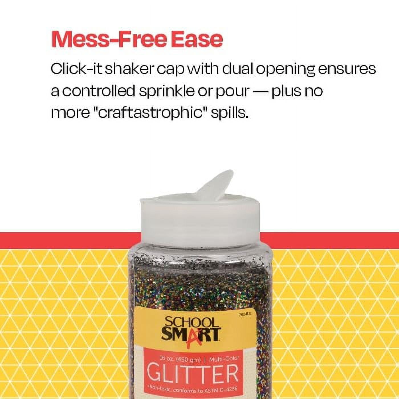 School Smart 2004131 1 lbs Jar Craft Glitter, Multi Color