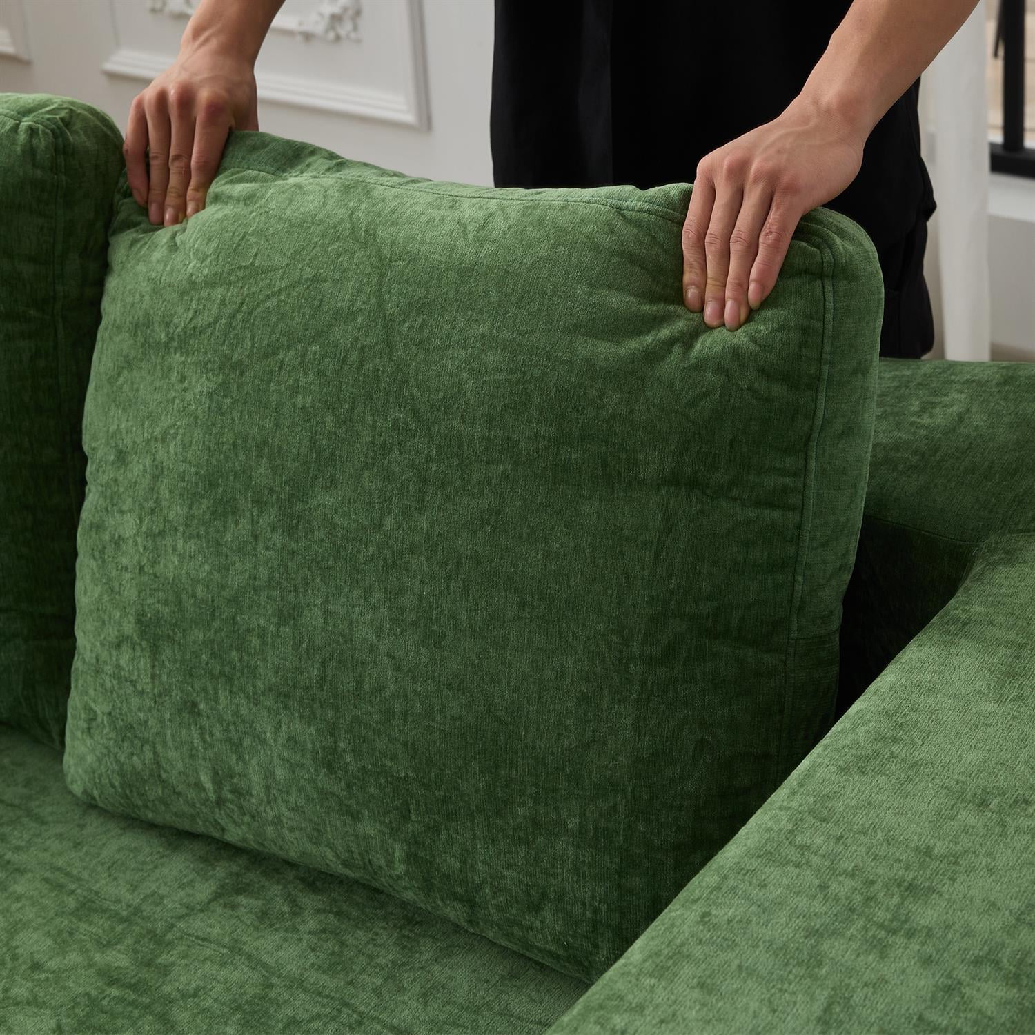 Demi Bonn 70" Modern Minimalist Convertible Sofa Bed, Fold-Out Sofa Chair, Versatile Floor Couch & Mattress for Living Room, Bedroom, Apartment, Removable Backrest, Green