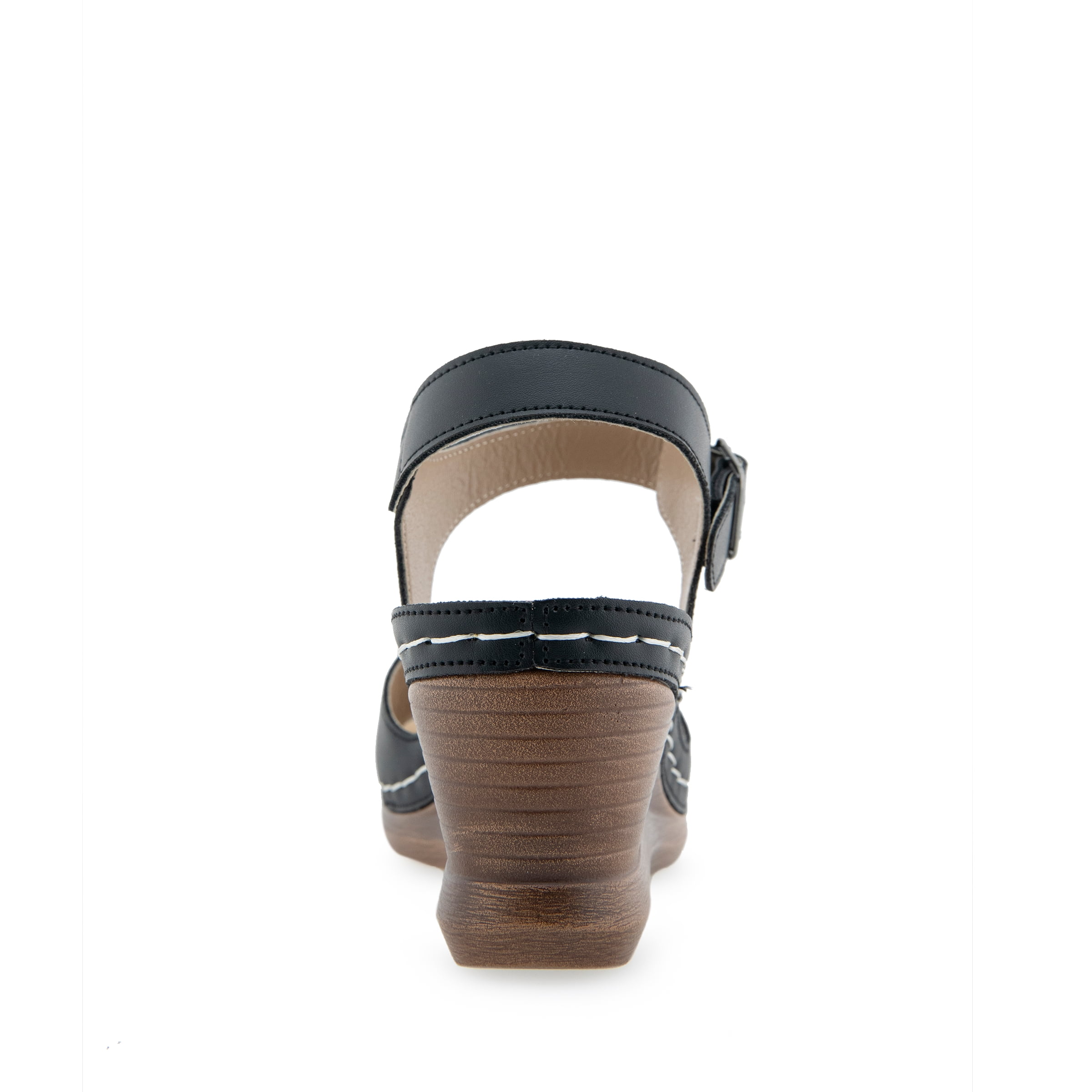 Alexis Bendel Ladies Black PU Wedge Sandals Size 10