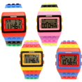 thumbnail image 2 of Unisex Rainbow Mens Women Plastic Big Digital Watch Multi-function Light Up Students Waterproof Alarm Diy Watches Clock, 2 of 5
