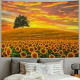 thumbnail image 2 of Fenyluxe Sunflowers Field Tapestry Wall Hanging, Sunset Sunflowers Golden Floral Plant Wall Tapestries, Warm Yellow Flowers Aesthetic Bedroom Wall Art Home Decor Living Room Dorm, 2 of 6