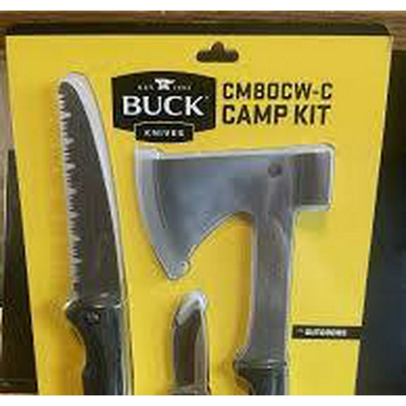 BUCK Knives Camp Kit Folding Saw, Fixed Blade Knife with Sheath, Axe with Sheath
