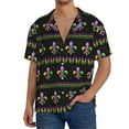 thumbnail image 3 of Balery Mardi Gras Fleur de Lis Men's Casual Button Down Shirt Short Sleeve Textured Summer Cuban Beach Shirts-XX-Large, 3 of 7