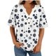 thumbnail image 5 of Camisetas con Cuello en V Mujeres Moda Botón Casual Camiseta con Cuello en V Suelta Y Elástica Impresión sin Posicionamiento para Primavera Verano, Camisetas de Mujer Casual, 5 of 6