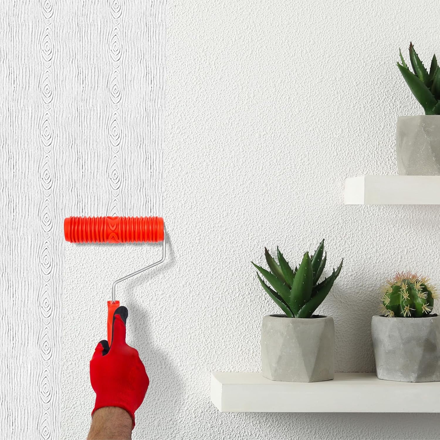 ABPETE 2 Pcs 7'' Texture Roller Pattern Paint Roller for Wall Decoration Classic Rubber Roller Texture Roller Tool to Add Design to Thick Slurry Elastomeric Coatings, Not Paint Rollers (Eg300t)
