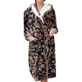 thumbnail image 1 of Women's Fleece Plush Robe Long Warm Plush Bathrobe Loungewear Jacket Printed Comfort Robe, 1 of 5