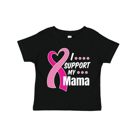 

Inktastic Breast Cancer Awareness I Support My Mama with Pink Ribbon Gift Toddler Boy or Toddler Girl T-Shirt