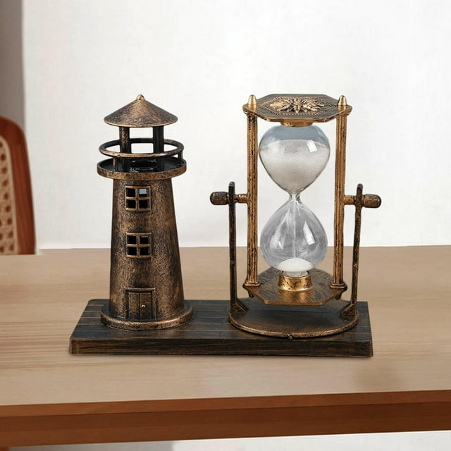 Estilo retro Faro Reloj de arena Temporizador Escultura Reloj de arena Adornos Centro de mesa Decoración Estatua para escritorio, oficina, cocina, Soledad reloj de arena del faro