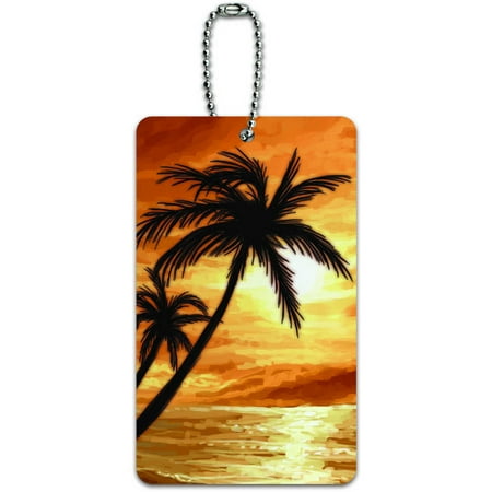 - Palm Trees And Sunset Orange Beach Tropical Ocean ID Tag Luggage Card for Suitcase or Carry-On