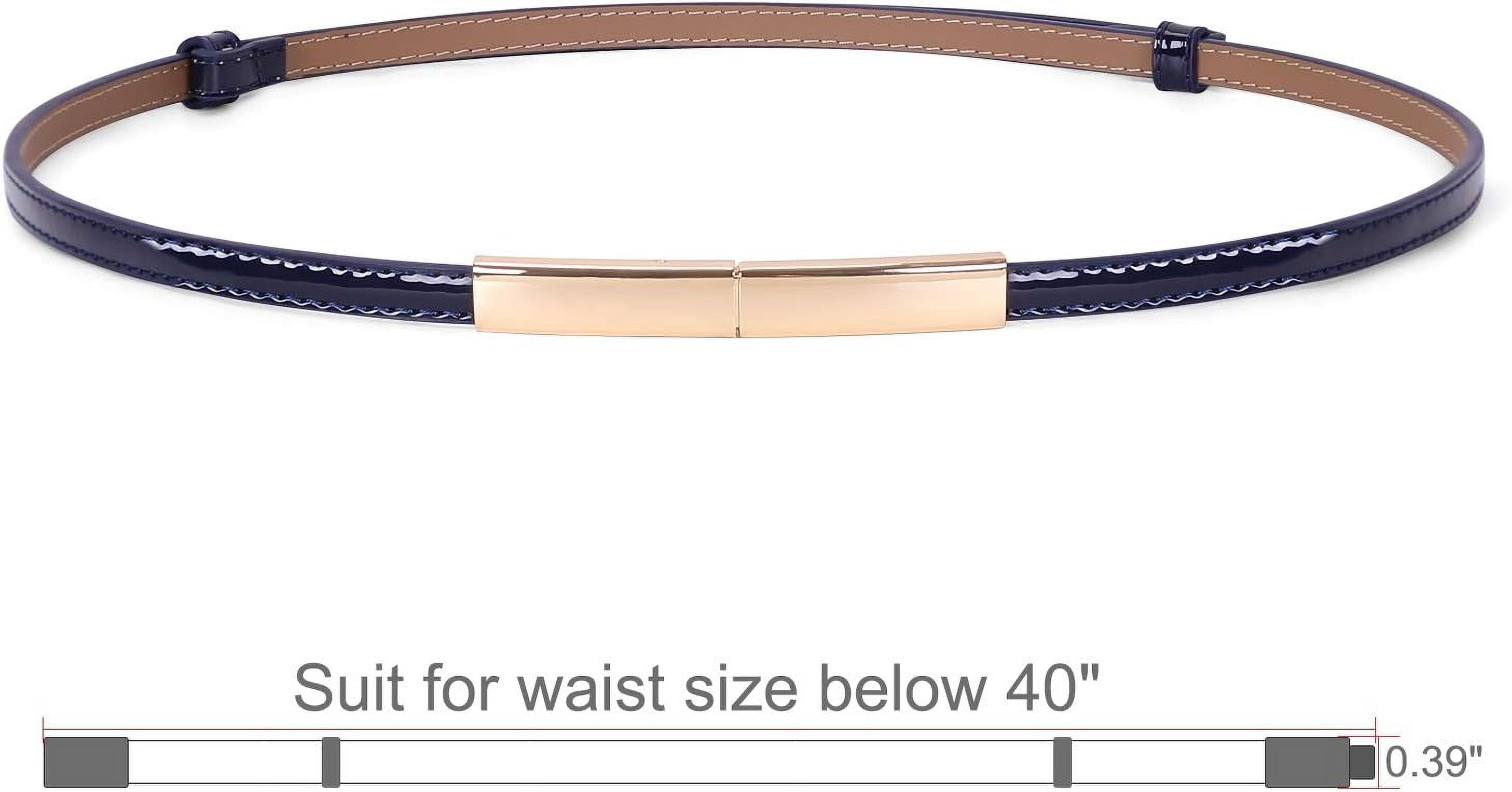 7372 Women Skinny Waist Belt With Gold Buckle Adjustable Patent Leather Women main image 2