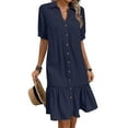thumbnail image 2 of Scacto Summer Shirt Dress Button Down Ruffle Maxi Dresses Short Sleeve Flowy Tiered Beach Vacation Sundress for Women Boho Clothes, 2 of 5