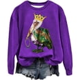thumbnail image 2 of Mardi Gras 2026 Chandails en Molleton pour Femmes Tendance Manches Longues Col Rond Décontracté Carnaval Graphique Chandail en Molleton Pulls pour Femmes, 2 of 3