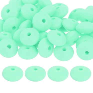 Uxcell 50Pack 12mm Silicone Lentil Beads, Rubber Abacus Focal Bead Loose Bulk Beads for DIY (Mint Green)