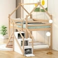 thumbnail image 2 of CoSoTower Twin Over Twin House Loft Or Bunk Bed with Slide and Staircase, Natural, 2 of 9