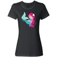 thumbnail image 3 of Inktastic Mermaid And Dolphin, Mermaid With Pink Hair Women's T-Shirt, 3 of 5