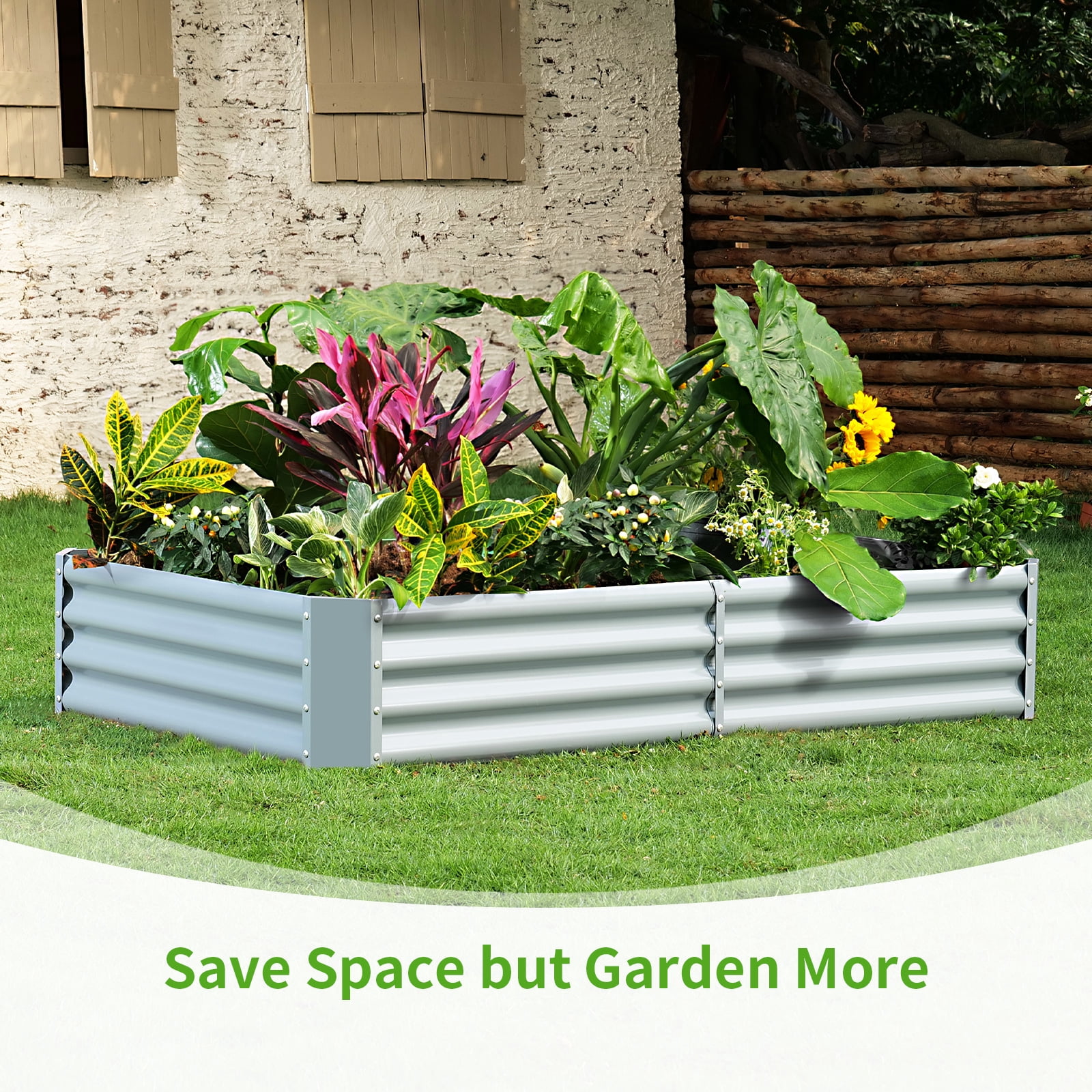 Land Guard 6x3x1ft Galvanized Raised Garden Beds Rectangle Metal Raised Garden Bed,Metal Planter Kit Box Outdoor for Vegetables,Flowers,Green and Herbs,Modern Gray