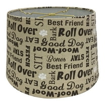 Royal Designs Linen Cream and Brown Dog Lover Print Hardback Lamp Shade, 13 x 14 x 9