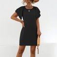 thumbnail image 2 of ShomPort Summer Work Dress for Women Fashion Ruffle Sleeve Round Neck Solid Color Mini Dresses, 2 of 8