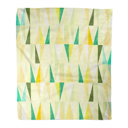 SIDONKU Throw Blanket Warm Cozy Print Flannel Scandinavian Watercolor Design Triangles Christmas Cold Colors Geometric Comfortable Soft for Bed Sofa and Couch 58x80 Inches