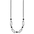 thumbnail image 2 of SS RH-pltd Black Glass Pearl 2-Strand Link w/2in Ext Necklace, 2 of 5