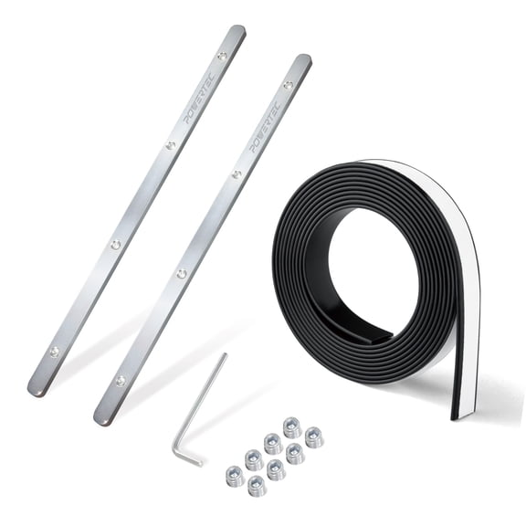 POWERTEC 72045 Track Saw Guide Rail Connector for Festool, Makita, DeWalt, and Triton Set of 2, and 55" Guide Rail Splinter Guard Replacement Strip