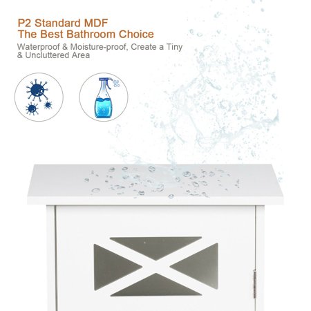 Gymax Bathroom Cabinet Freestanding Storage Sidetable Organizer Adjustable Shelf White Walmart Canada