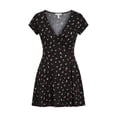 thumbnail image 4 of Summer Dresses for Women Casual V Neck Short Sleeve Loose Flowy Floral Pleated Beach Vacation Mini Dress,Sizes S-3XL, 4 of 6
