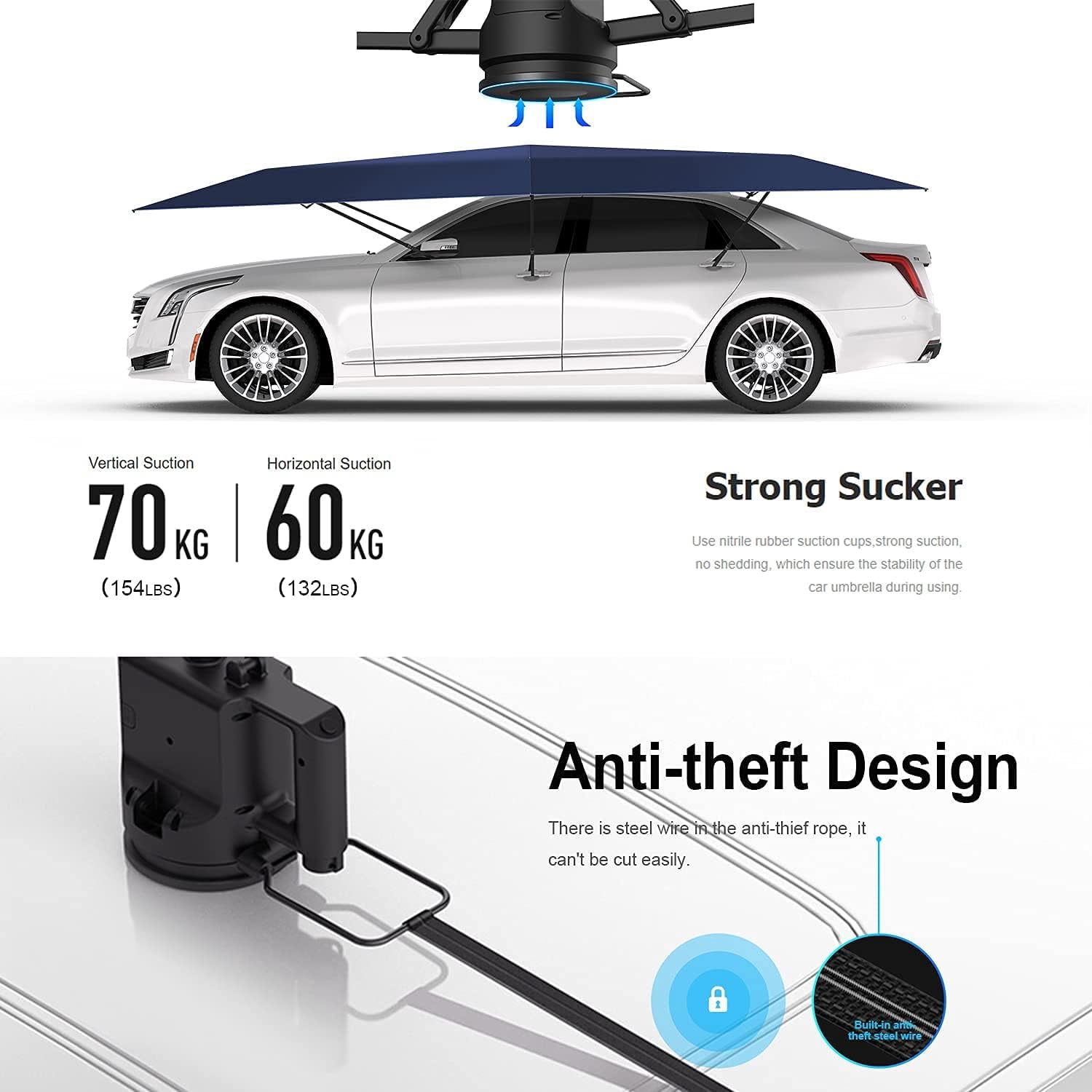 Fully Automatic Car Umbrella Tent, Universal Car Cover Tent for Outdoor Summer, Protect Car from Sun Rays & Heat Damage Keep Cool