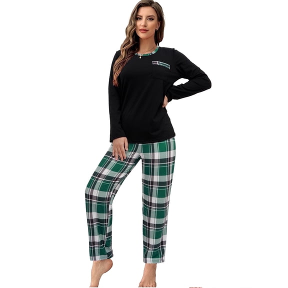 MecTo Christmas Pajamas for Women Sets Soft Pj Set Long Sleeve Top with Long Pants Sleepwear 2 Piece Lounge Set