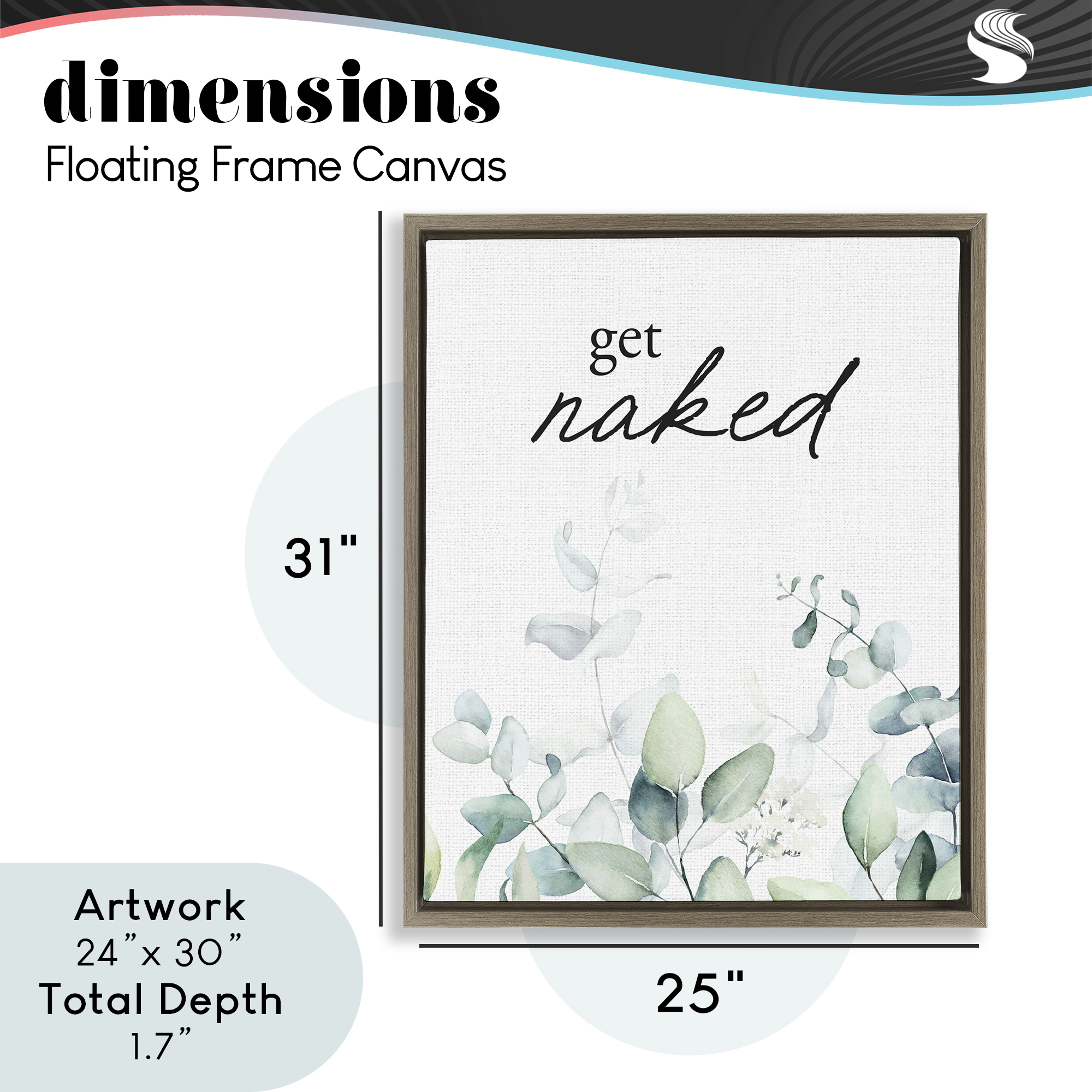 Get Naked Minimal Herbs Brown Framed Floater Canvas Wall Art, design by Lettered and Lined