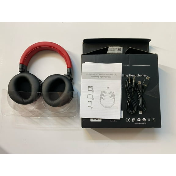 Pre-Owned MOVSSOU E7 Active Noise Cancelling Bluetooth Wireless Headphones - BLACK/RED