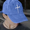 thumbnail image 2 of WGRFFH Vintage Baseball Cap,Nail Cross Embroidered Curved Brim Dad Hat, Adjustable Unstructured Cotton Casual Cap for Daily Outing,Weekend Travel,Outdoor Walking for Men Women Light Blue, 2 of 4