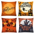 thumbnail image 1 of Fundas De Almohada De Tiro De Halloween 18X18 Pulgadas Decoraciones De Halloween Sombrero De Bruja De Calabaza Funda De Almohada De Araña Funda De Cojín De Lino 4 Uds Cateissary HA037671-00, 1 of 6