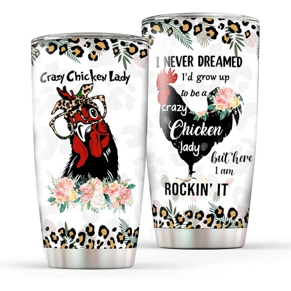 Crazy Chicken Lady Gifts for Women-Chicken Sunflowers Tumbler for Chicken Lovers-Chicken Travel Coffee Cup-Birthday Thanksgiving Chirstmas Gifts for Men Mug 20oz