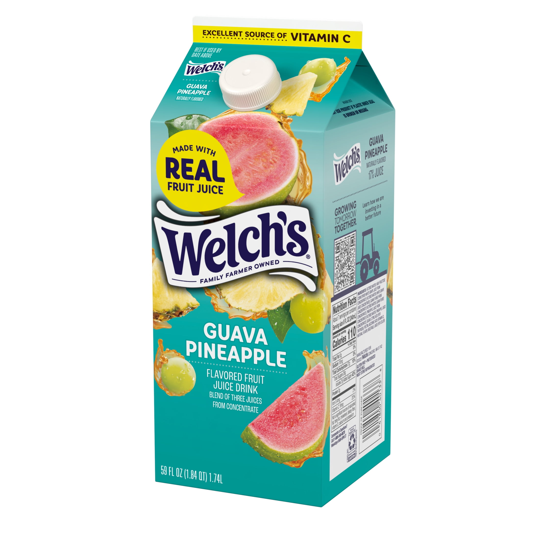 Welch's Guava Pineapple Fruit Juice Drink, 59 fl oz carton