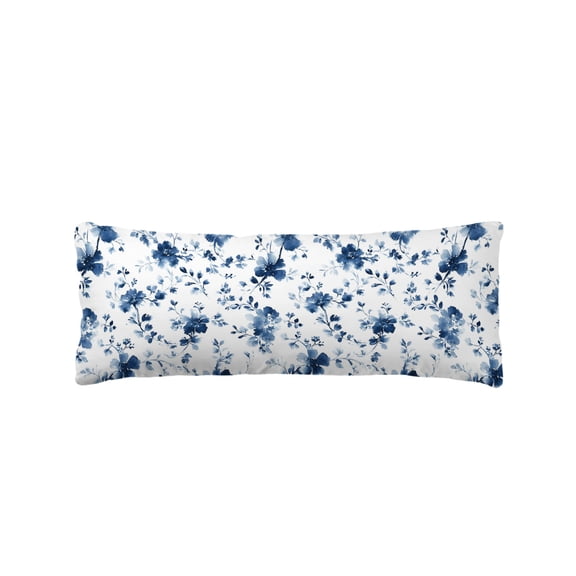 Indigo Blue Wildflower Body Pillow Cover 20 x 60 Inch Decorative Pillow Cover Classic Florals Farmhouse Botanical Lumbar Pillowcase Seasonal Rectangle Cushion Case for Couch Sofa Bed Living Room