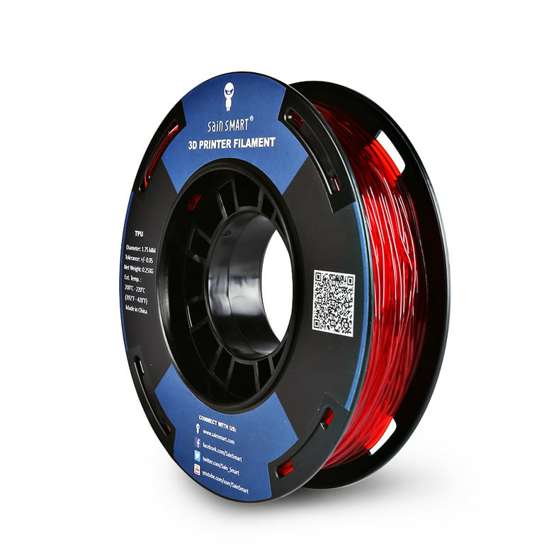 SainSmart Red Flexible TPU 3D Printing Filament, 1.75 mm, 250g, Dimensional  Accuracy +/- 0.05 mm 