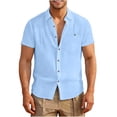 thumbnail image 3 of Horkkom Short Sleeve Shirts for Men Button Down Hawaiian Breathable Linen Shirts Summer Casual Beach Shirts with Pocket L, 3 of 6