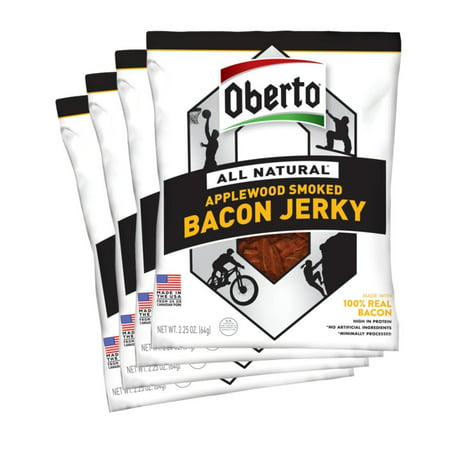 Oberto All-Natural Applewood Smoked Bacon Jerky, 2.5 Ounce (Pack of 4) Standard (Pack of (Best Applewood Smoked Bacon)