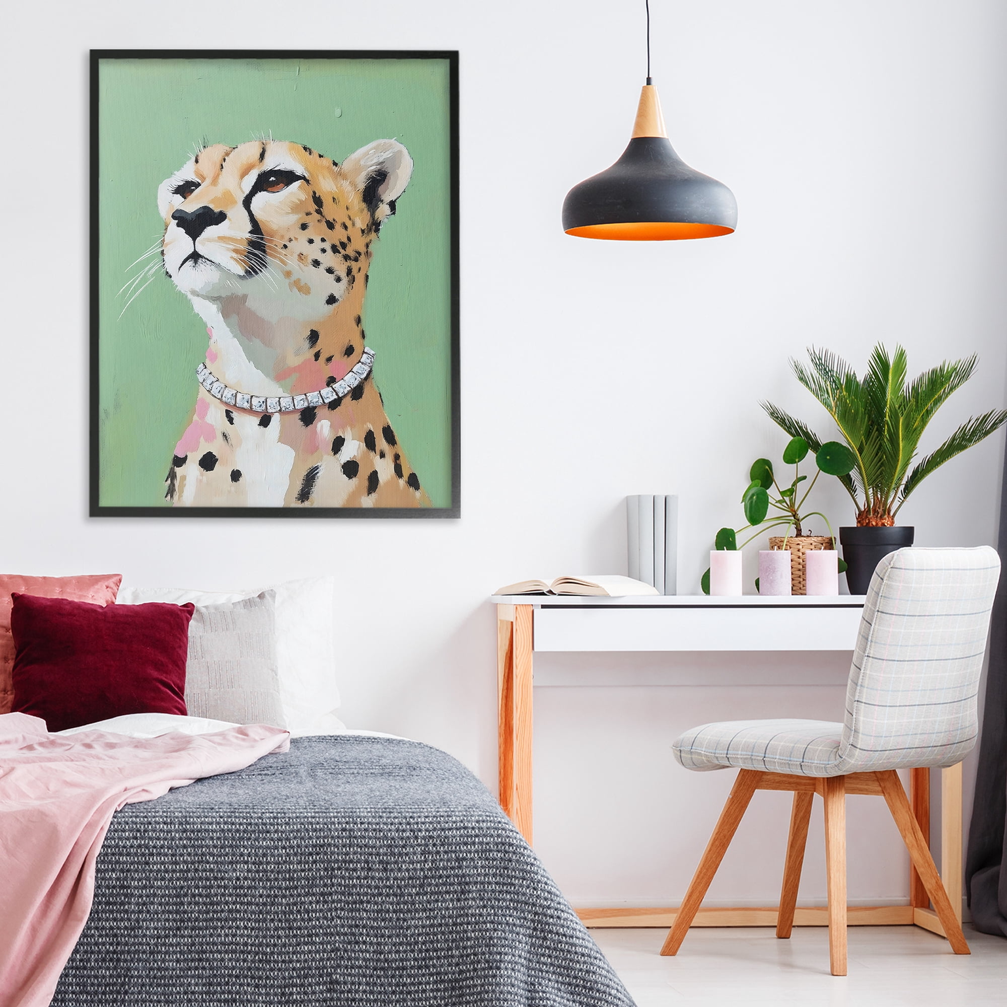 Stupell Industries Glam Cheetah with Jewels Black Framed Giclee Art, design by The Prints Vibe