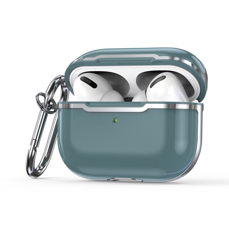 KIQ Canvas AirPods Pro Case Cover Textured Soft Protective Cover w/ Keychain for Women Men for Apple AirPod Pro Case Air Pod Pro Case Silver Trim [Grey / Silver]
