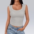 thumbnail image 2 of Tank Tops for Women Plain Ribbed Neck Slim Sleeveless Camisoles S 2XL, 2 of 6