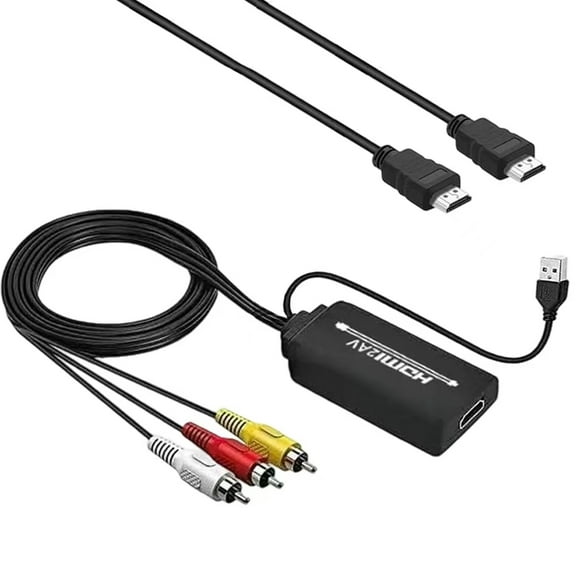 HDMI to AV Converter, HDMI to AV with Cable CVBs Composite Video Audio Converter Adapter Supports PAL/NTSC for TV Stick, Roku, Android TV Box, DVD ect