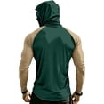 thumbnail image 4 of Dresfit Mens Fishing Shirts Sun Protection Long Sleeve Sun Shirt 2026 Summer Hooded Workout Hoodies Cooling Big and Tall Outdoor Pullover with Face Mask Dark Green XL, 4 of 9