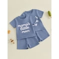 thumbnail image 3 of BemeyourBBs Toddler Baby Boys Mothers Day Outfit Summer Clothes Mama's Little Man Embroidery Letters Waffle Knit Short Sleeve T-Shirt and Pocket Shorts Toddler Boy Summer 2 Piece Outfits, 3 of 9